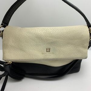 KATE SPADE New York Ivory Black Color Block Striped Lining Shoulder Bag Handbag